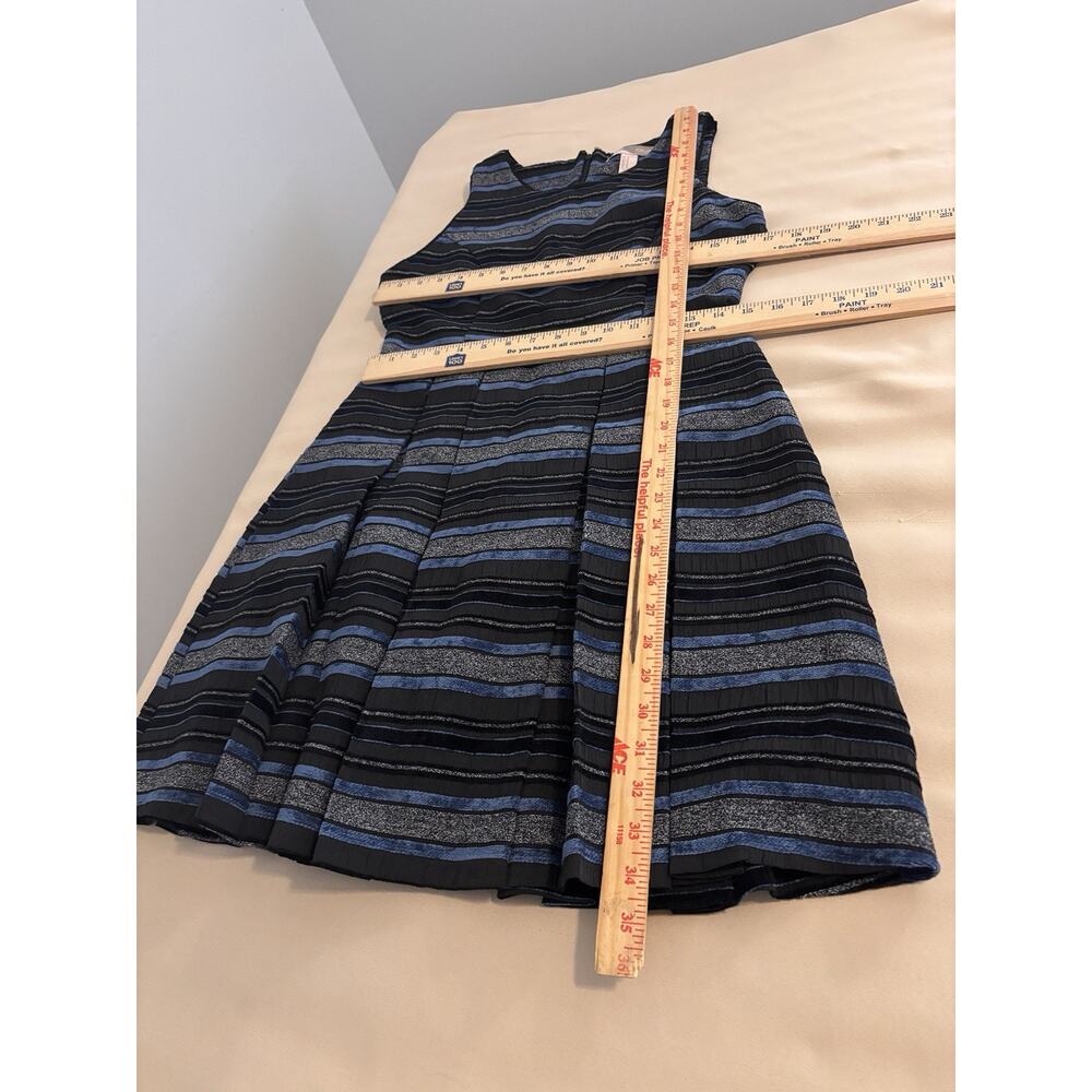 Forever 21 Women Skirt Dress M Sleeveless Pleated Striped Zipper Back Coquette - Picture 9 of 10